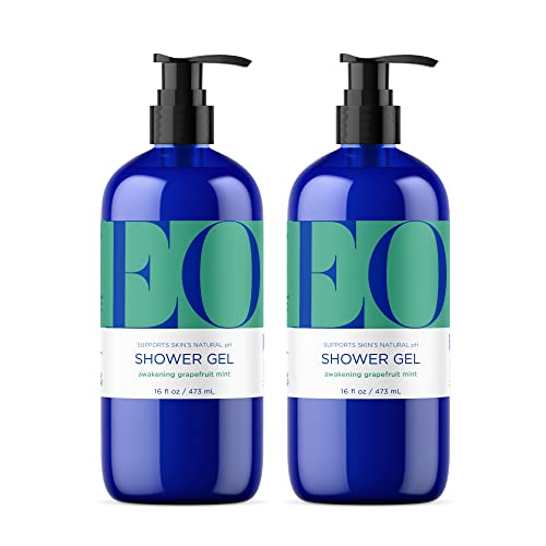 EO Shower Gel Body Wash, 16 Ounce (Pack of 2), Grapefruit and Mint, Organic Plant-Based Skin Conditioning Cleanser with Pure Essentials Oils