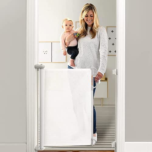 Momcozy Retractable Baby Gate, 33' Tall, Extends up to 55' Wide, Child Safety Baby Gates for Stairs, Doorways, Hallways, Indoor, Outdoor