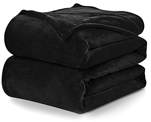 CozyLux Fleece Blanket Throw Black - 300GSM Lightweight Plush Fuzzy Cozy Soft Blankets and Throws for Sofa, Cozy Bed Blankets for Women Men Travel Camping and Chair, 50x60 inches