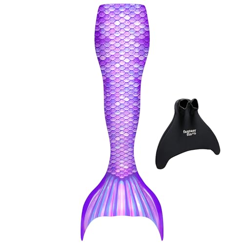 Fin Fun Fantasy Mermaid Tail for Girls and Boys, Monofin for Swimming Included (Purple, Youth Small/Medium)