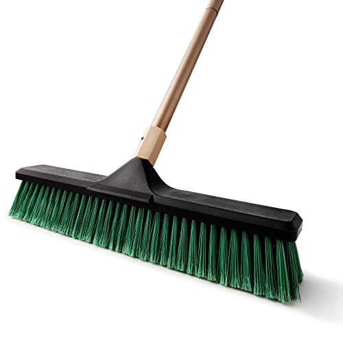 Eyliden 18in Push Broom, Heavy-Duty Sweeper Broom with 66' Long Handle, Outdoor Indoor Stiff Bristles Floor Brush, Cleaning Garage Sidewalk Driveway Yard Patio Deck Warehouse Concrete, Sweep Snow