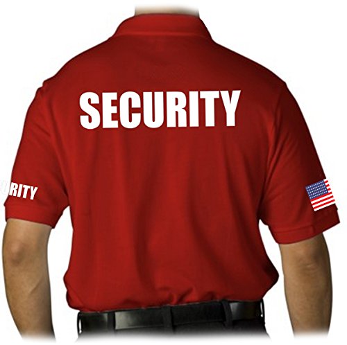 Gs-eagle Men's Security Polo Shirt with American Flag 4XLarge Red