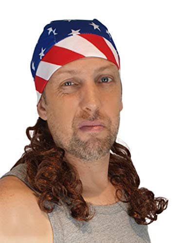 HandinHandCreations Mullet Headband Skull Cap Freebird USA Costume Wig One Size