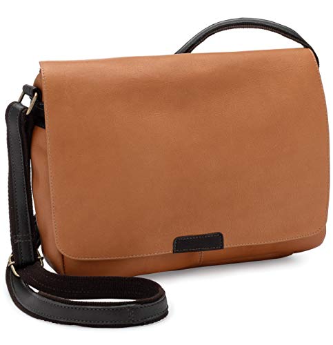 Le Donne Leather Serenity Crossbody Bag - Premium Full Grain Colombian Vaquetta Leather,12'x9.5' (Tan)