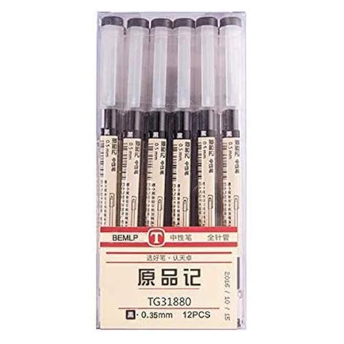 BEMLP Gel Ink Pen Extra Fine Point Pens Ballpoint Pen 0.35mm Black For Japanese Office School Stationery Supply 12 Packs