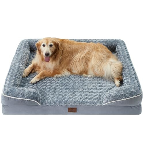 WNPETHOME Dog Beds for Extra Large Dogs, Washable, Bolster Sofa Bed with Waterproof Lining & Non-Skid Bottom, Orthopedic Egg Foam Couch for Pet Sleeping, Pet Bed