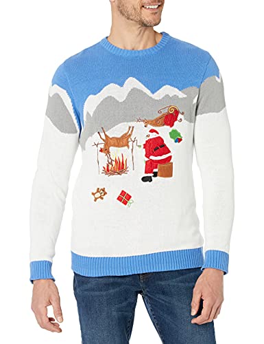 Blizzard Bay Men's Ugly Christmas Reindeer Sweater, Ivory, X-Large US
