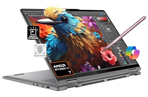 Lenovo Yoga 7 7i 2-in-1 Business Laptop (16' FHD+ Touchscreen, AMD Ryzen 7 7735U (Beat i7-1255U), 16GB RAM, 1TB SSD, IST Precision Pen), Backlit, Fingerprint, FHD IR Webcam, Win 11 Pro, Arctic Grey