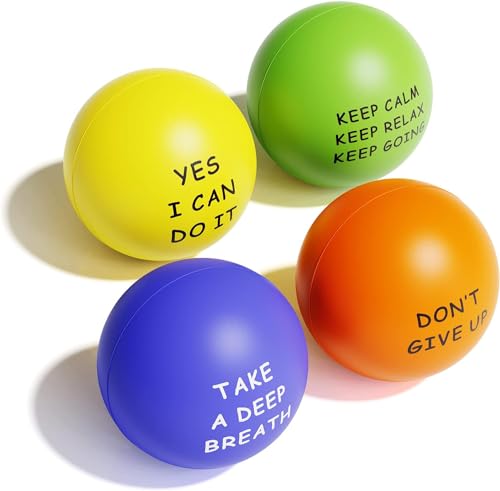 KDG Motivational Stress Balls(4 Pack) for Kids and Adults,Stress Relief Ball with Quetos to Rrelieve Anxiety and Manage Anger As Gift