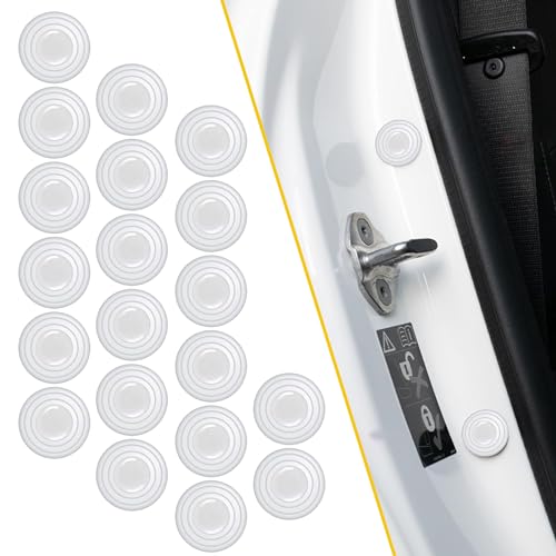 Crynod Pack-20 Car Door Shock Absorber, Self-Adhesive Buffer Pads, Trunk Silencer Pads, Protection Stickers, Automotive Decorative Parts, Universal for Most Cars, Trucks, SUVs (Fluorescence White #1)