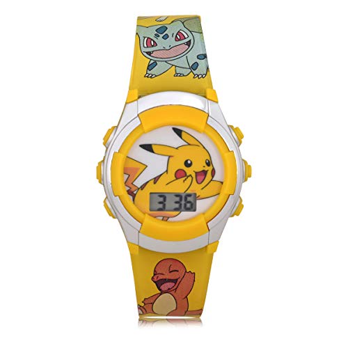 Accutime Kids Pokemon Pikachu Digital LCD Quartz Yellow Wrist Watch with Yellow Strap, Cool Inexpensive Gift & Party Favor for Boys, Girls, Adults All Ages (Model: POK4239AZ)