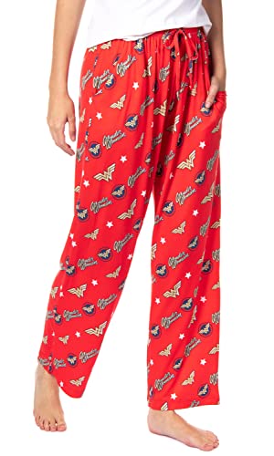 INTIMO, DC Comics Women's Wonder Woman Classic Character Symbol Sleep Pajama Pants (Medium) Red