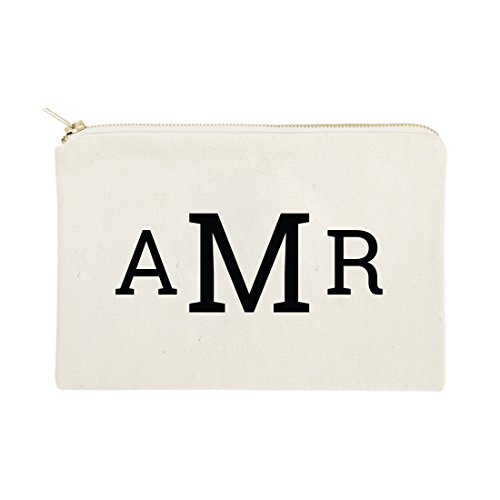 The Cotton & Canvas Co. Personalized Triple Modern Monogram Cosmetic Bag and Travel Makeup Pouch