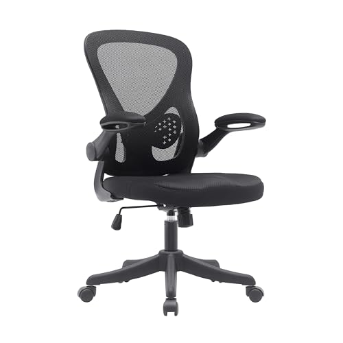 Techni Mobili Mesh Task Office Chair with Flip Up Arms. Color: Black, Mid-Back