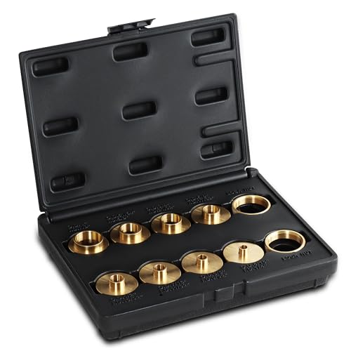 DCT Brass Router Template Guides Bushing 10-Piece Set & Black Carrying Case - Porter-Cable Guide Bushings 5/16 to 1in