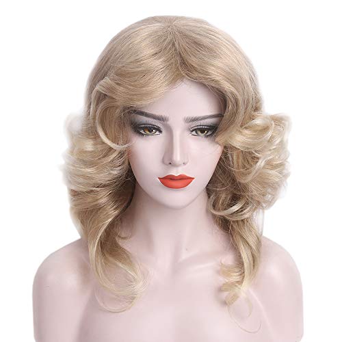 STfantasy 70s Feathered Wigs Disco Costume Blonde Natural for Women Party Fashion Accessory