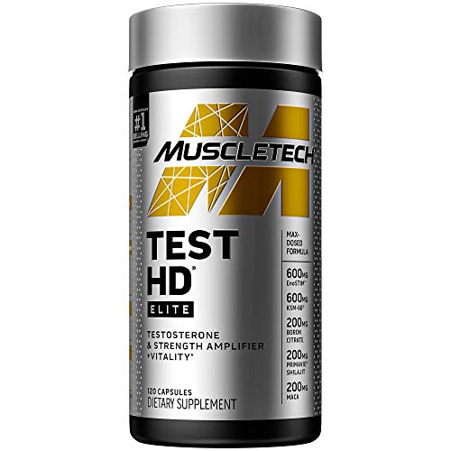 Testosterone Booster for Men | MuscleTech Test HD Elite Test Booster | Muscle Builder + Nitric Oxide Booster | Boron Supplement & Tribulus Terrestris for Men | Increased Blood Flow | 120 Count