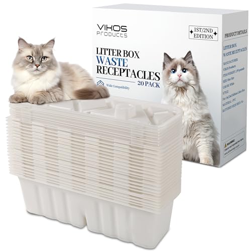 VIKOS Products (20 Pack) Litter Box Waste Receptacles Compatible with Littermaid 1St/2nd Edition Automatic Cat Litter Box Self Cleaning Cat Litter Storage Container for Littermaid Litter Box