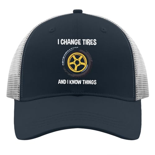 I Change Tires and I Know Things Hat River Hat Marine-Blue Mens Sun Hat Gifts for Grandma Beach Cap