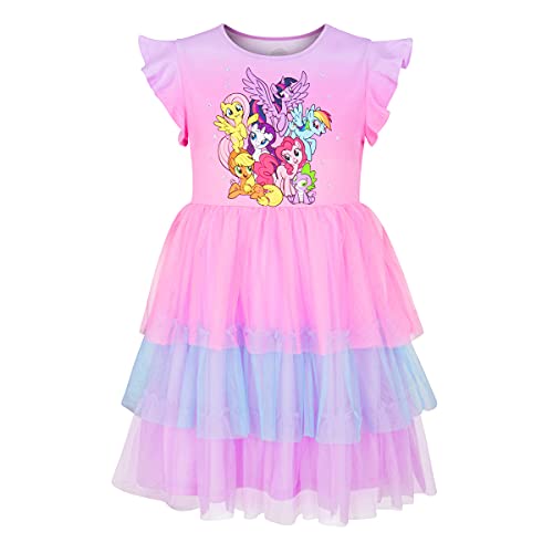 My Little Pony Dress - Character Group Party Dress for Little and Big Girls 4-16, Pink Blue Purple, Small