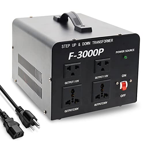 LVYUAN 3000 Watt Voltage Converter Transformer Heavy Duty Step Up/Down AC 110V/120V/220V/240V Power Converter with 2 US Outlets, 2 Universal Outlets, Resettable Circuit Breaker Protection