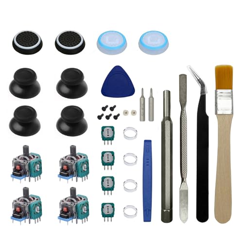 Onyehn 4pcs Analog 3D Joystick Thumbstick Replacement Parts with Screwdriver Repair Kits fit for Sony Playstation 4 PS4 Controllers