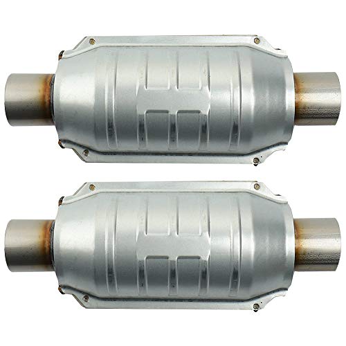 MAYASAF 【2 PACK】2' Inlet/Outlet Universal Catalytic Converter, with O2 Port & Heat Shield (EPA Compliant)