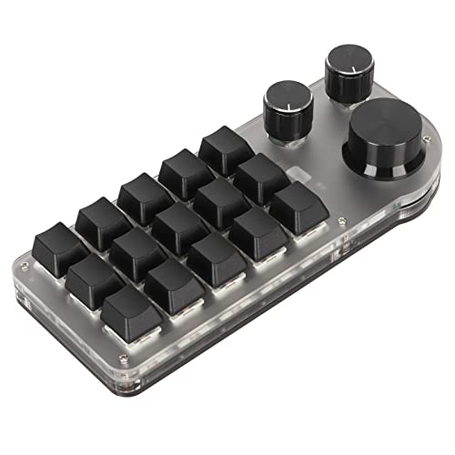 Sonew 15 Keys Programmable Keyboard, 3 Knobs 15 Keys, Portable RGB Bluetooth DIY Mechanical Gaming Keypad, for Office Laboratory Gaming Work Editing