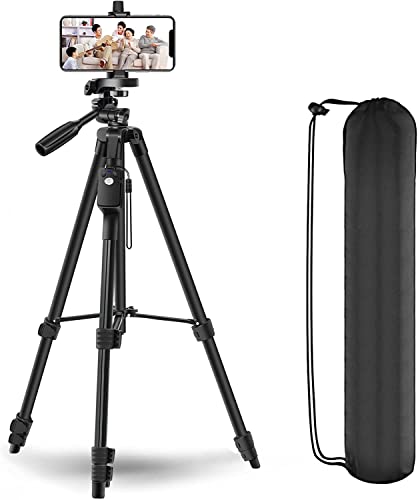 XXZU Tripod,60' Camera Tripod with Travel Bag,Cell Phone Tripod with Remote,Professional Aluminum Portable Tripod Stand with Phone Tripod Mount&1/4”Screw,for Phone/Camera/Projector/DSLR/SLR