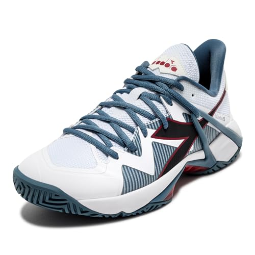 Diadora Men's B.Icon 2 All Ground Tennis Shoe (White/Oceanview/Salsa, 8)