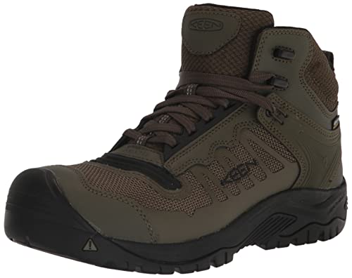 KEEN Utility Men's Reno Mid Height Composite Toe Flexible Waterproof Athletic Work Boots, Dark Olive/Black, 10.5