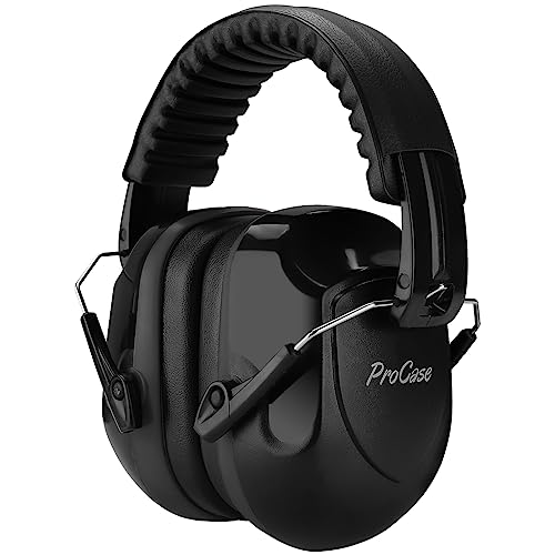 ProCase Noise Reduction Safety Ear Muffs, Hearing Protection Earmuffs, NRR 28dB Noise Sound Protection Headphones for Shooting Gun Range Mowing Construction Woodwork Adult Kids -Black
