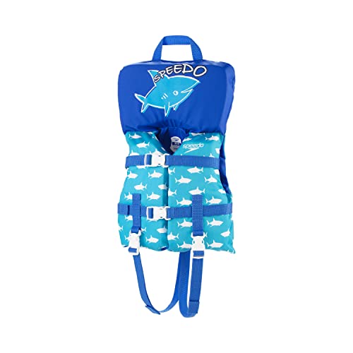 Speedo Baby Swim Infant Begin to Swim Flotation Life Vest, Blue Atoll/White Sharks, One Size