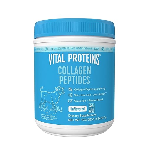Vital Proteins Hydrolyzed Collagen Peptides Powder, Promotes Hair, Nail, Skin, Bone and Joint Health, Zero Sugar, Unflavored 19.3 oz