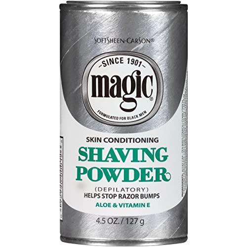 SoftSheen-Carson Magic Razorless Shaving for Men, Magic Skin Conditioning Shaving Powder, with Vitamin E and Aloe, formulated for Black Men, Depilatory, Helps Stop Razor Bumps, 4.5 oz