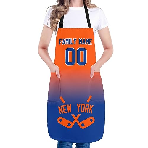 New York I Custom Apron With Personalized Names And Numbers，Gift For Mom And Wife，Fans，Women，Fans，Kitchen Cooking，Supports Cooking,Crafting BBQ Drawing and Gardening