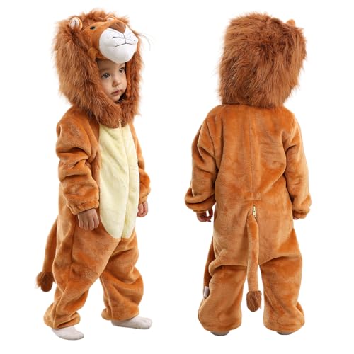 TONWHAR Infant And Toddler Halloween Cosplay Costume Kids' Animal Outfit Snowsuit(3.5-4.5 Years/Height 41'-46',Lion)