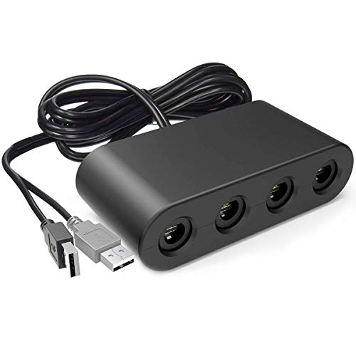 Gamecube Adapter for Nintendo Switch Gamecube Controller Adapter and WII U and PC, Super Smash Bros Gamecube Controller Adapter. Support Turbo and Vibration Features with 180cm Long Cable