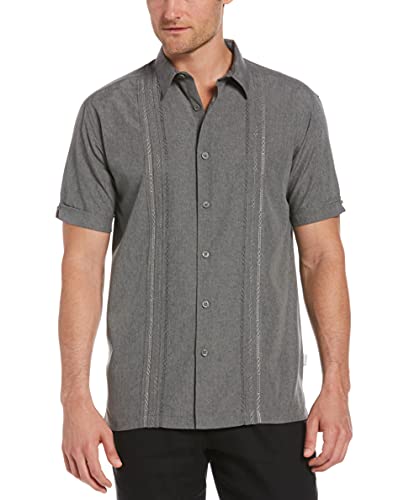 Cubavera Men's Cubavera Men’S Embroidered Chambray Short Sleeve Button-Down Shirt, Classic Fit, Men’S Casual Shirts (Sizes Small-5Xl), Steeple Gray, X-Large