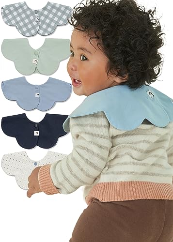 Konny Baby Bibs 5-Pack, 360​​° Rotate, New Year Gifts, Soft and Absorbent Bandana Drooling for Boys Girls baby Essentials(Set 2 - Mint, Navy, Blue Dot, Blue, Sage Gingham)