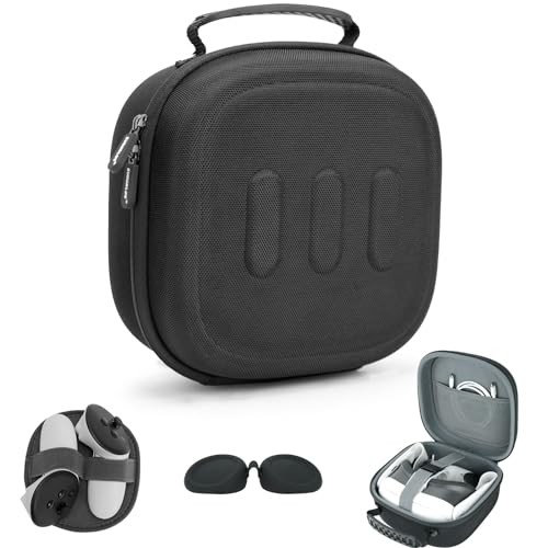 EUCARLOS Hard Carrying Case Compatible with Meta Quest 3 / Quest 2 / Vision Pro, VR Gaming Headset and Touch Controllers Travel Case with Lens Cover for Oculus Quest 3/2/ Vision Pro Accessories