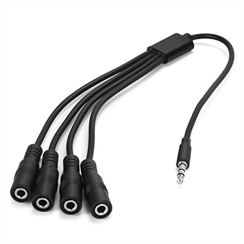 3.5mm Headphone Splitter Cable,ONXE 1/8 Inch AUX Stereo Jack Audio Splitter 1 Male to 2 3 4 Female Adapter Cable for Mp3 Player Mobile Phone Laptop, PC Headphone Speakers(Black)