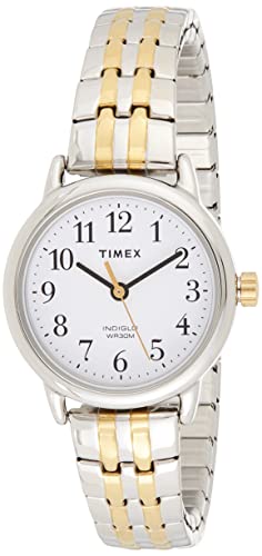 Timex Women's Easy Reader 25mm Watch – Silver-Tone Case White Dial with Two-Tone Expansion Band