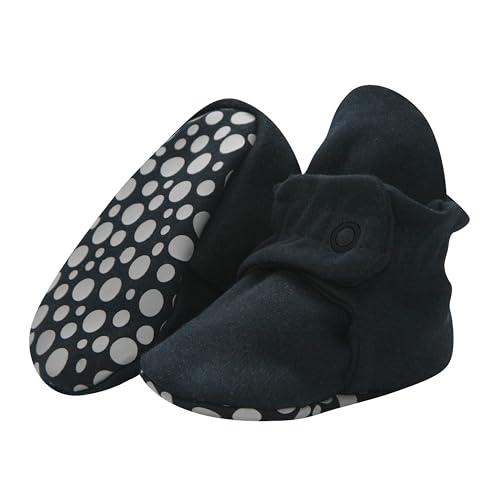 Zutano Unisex Organic Cotton Baby Booties With Gripper Soles, Black, 6M