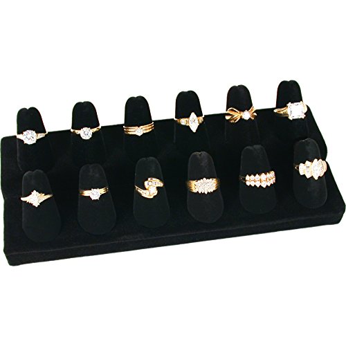 Tytroy Black Velvet 12 Finger Ring Showcase Counter Top Display