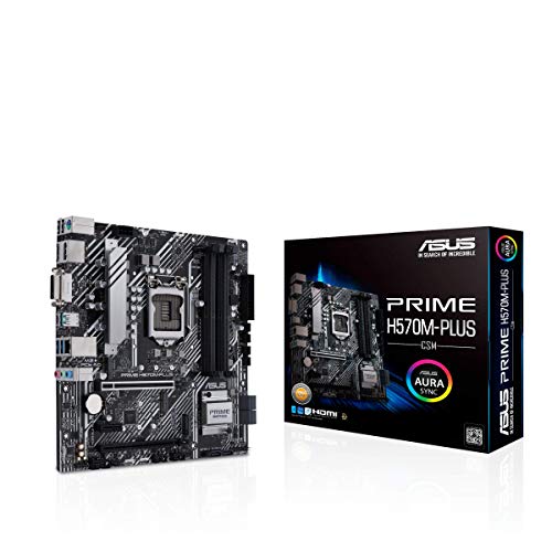 ASUS Prime H570M-PLUS/CSM LGA1200 (Intel 11th/10th Gen) MicroATX Motherboard (PCIe 4.0, 8 Power Stages, HDMI, DVI, DisplayPort, Dual M.2, Intel 1Gb LAN, USB 3.2 Gen 2 Type-C, Thunderbolt 4, ACCE)