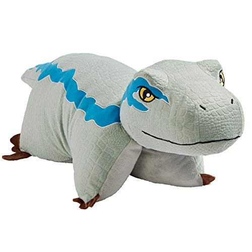 Pillow Pets 16” Blue Velociraptor Stuffed Animal, Jurassic World Dinosaur Plush Toy