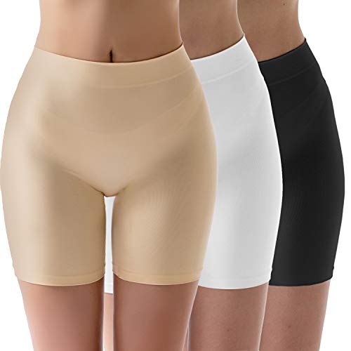 MELERIO Women's Slip Shorts, Comfortable Boyshorts Panties, Anti-chafing Spandex Shorts for Under Dress (3Pcs, 12-14)