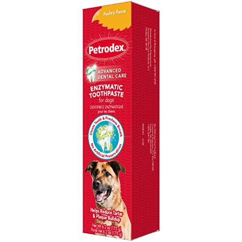 Petrodex Toothpaste for Dogs and Puppies, Cleans Teeth and Fights Bad Breath, Reduces Plaque and Tartar Formation, Enzymatic Toothpaste, Poultry Flavor, 6.2oz