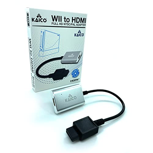Kaico Wii HDMI Adapter with Wii HDMI Cable for use with Nintendo Wii Consoles - Wii to HDMI Adapter Supports Component Output - A Simple Plug & Play – Supports NTSC and PAL Consoles